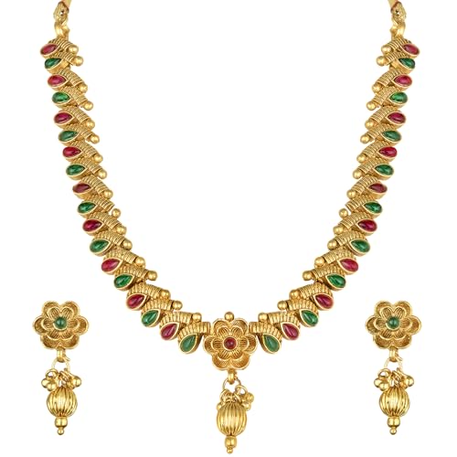Image of Peora Gold Plated Bridal Jewellery Set with Kamarband Gift for Women Indian Traditional Ethnic Wedding
