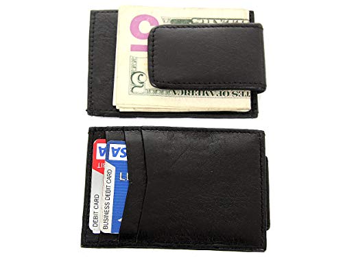 Men's Leather Slim Design Magnetic Money Clip 3 Credit Card Holder Wallet 4x2.75 inches
