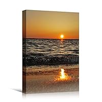 Canvas Wall Art Ocean Sunset Coastal Orange Photography Relax/Calm Romantics Sunset Warm - 12x18 inches