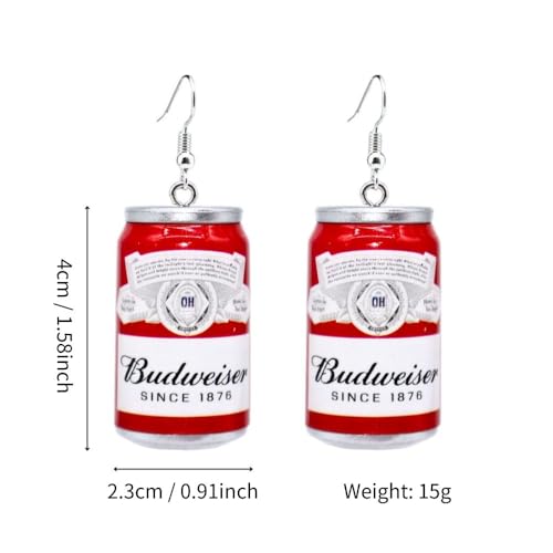 3D Simulation Beer Bottle Earrings - Cute Drop Dangle Mug Can Earrings - Creative Party Jewelry for Women3