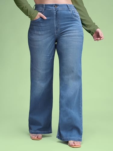 Image of Miss Chase A+ Women's Wide-Leg High Rise Regular-Length Stretchable Denim Jeans