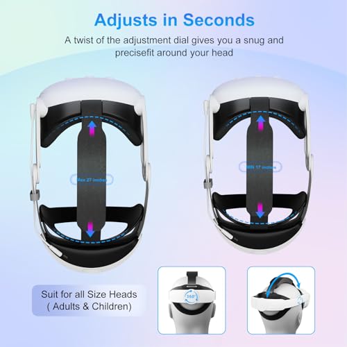 saqico head strap battery compatible with meta quest 3squest 3-10000mah elite strap with battery pack extend playtime - enhanced support for quest 3s - replacement battery head strap accessories