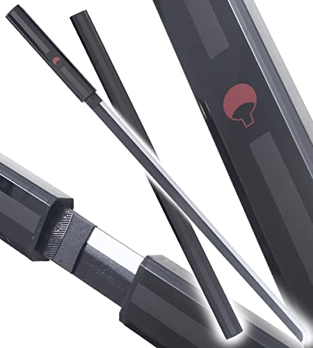 RKS Diffusion Katana Sasuke Pack 2 Katanas Lame en Bois Epee Kusanagi Sabre Blanc et Noir + Support en Bois