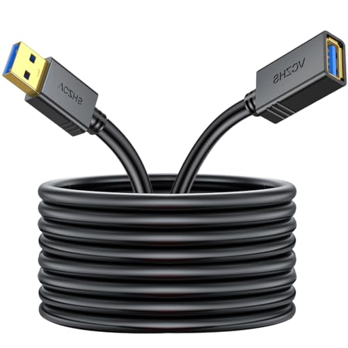 VCZHS Tech USB 3.0 Extension Cable 20 FT Heavy-Duty 22AWG Power Wire USB Extender Cord High-Speed 5Gbps Type A Male to Female for Remote Printer Webcam and PC Peripherals