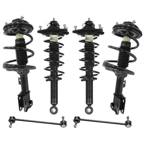 Image of Detroit Axle - 6pc Struts Sway Bars for 2006-2012 Mitsubishi Eclipse, 4 Front Rear Struts with Coil Spring 2 Front Sway Bar End Links 2007 2008 2009 2010 2011 Replacement Suspension Kit