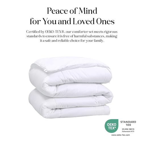 Image of ROYALE LINENS Comforter - Queen Size Duvet Insert - All Season Soft Quilted Comforters with 8 Corner Tabs - Down Alternative Bedding Comforter - Box Stitched Duvet Insert (White, Queen 88 inchx88 inch)