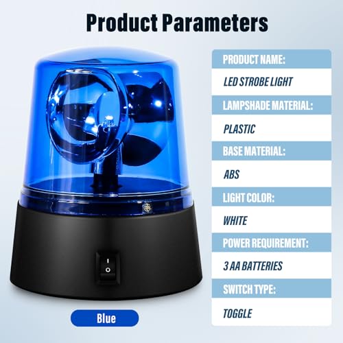 Image of 1PCS Blue 360 Degree Rotating Strobe Light, Flashing Police Light Disco Bar Party Decorative Light