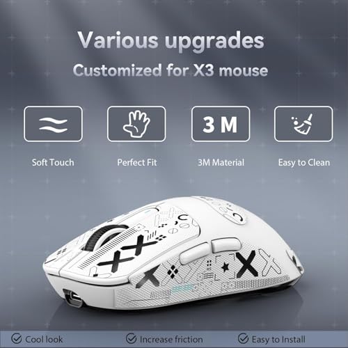 Image of Mouse Anti Slip Grip Tape, Pre-Cut Universal Griptape for Superlight Wireless Gaming Mouse Skins, Sweat Resistant, Elastics Refined Side Grips, Easy to Apply, Ultra-thin 0.5mm (0.02in) - White