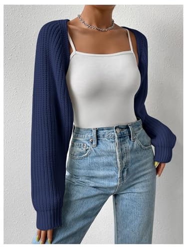 Image of Verdusa Women's Y2k Cropped Cardigan Sweaters Lightweight Knit Open Front Bolero Shrugs Spring Fall Outfits