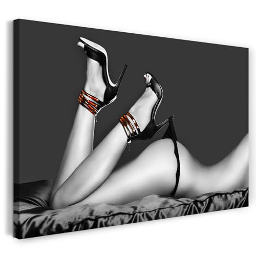 Printistico Leinwandbild (40x30cm) Unterwäsche Model, Frau in Highheels - Erotik Fotografie, echter Holz-Keilrahmen inkl. Aufhänger, handgefertigt in Deutschland