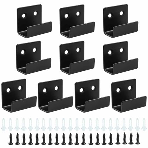 Image of Bivethoi 10 Pcs Tile Display Wall Hanger, Stainless Steel Wall Mount Brackets Hook, Heavy Duty Tile Hanger for Mirrors, Picture Frame Ceramic Wall Display (Large Size, Black)