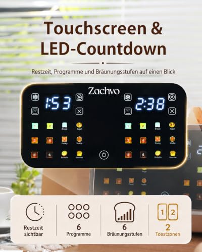 Toaster 4 Scheiben Edelstahl mit Touchscreen & LED Countdown – Bild 5