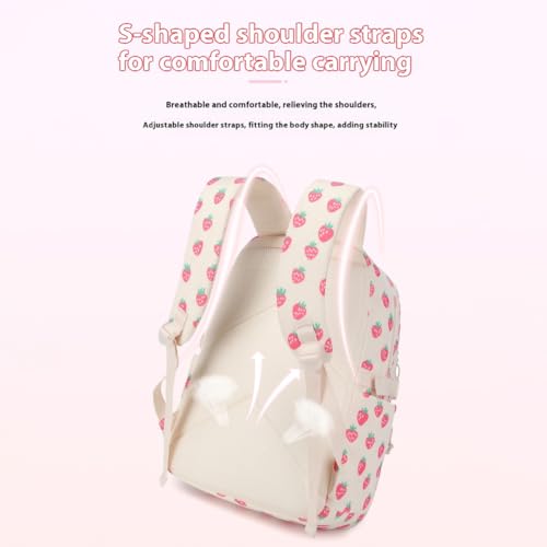 Coquette Backpack Set - Cute Strawberry Backpack 3Pcs Kawaii Aesthetic Daypack with Lunch Bag (A1 Pink Strawberry)3