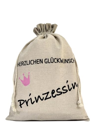 1 Geschenksäckchen - Leinensäckchen mit Text, Geburtstag, Hochzeit,...
