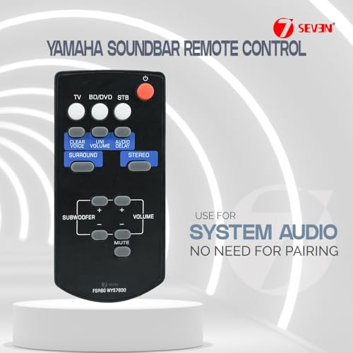 Image of 7SEVEN Compatible for Yamaha Sound Bar Remote Original Model FSR60 WY57800 Suitable for YAS101 YAS101BL ATS-1010 YAS-101 YAS-101BL AS101BL Yamaha Music System