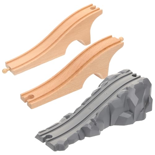 Artibetter 2個 木製電車橋アクセサリー 点 耐久性あるリアルモデル 道シーン拡張用 の想像力を育む遊び道具