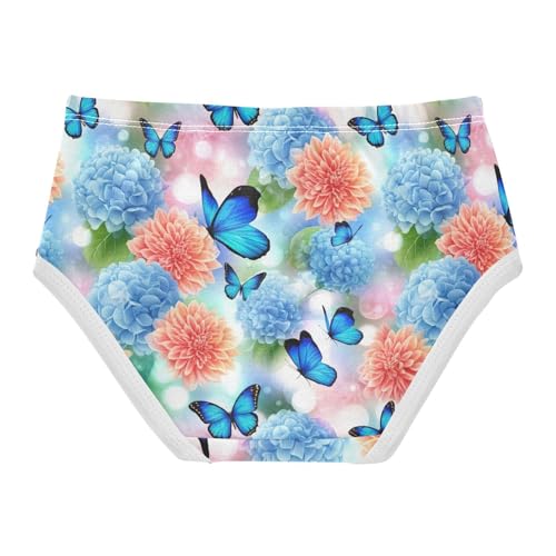 Joisal Funny Girls Underwear Toddlers 2t Cotton Panties Little Girl Blue Hydrangeas Blue Butterflies Briefs Girls Undies2