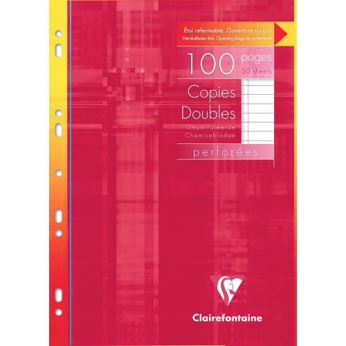 Lot de 10 Copies doubles Metric A4, étui de 100p./50 feuilles perforées 90 g/m², coloris blanc, ligné 8mm + marge