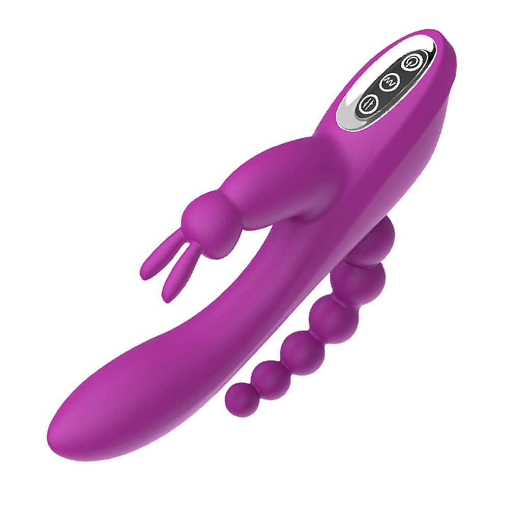 SXOVO 3 in 1 Rabbit Vibrator Stimolatore Anale Clitorideo G-Spot Ricaricabile con 7 Modalità di Vibrazione, Giocattolo Sessuale Impermeabile in Silicone per Donne e Coppie (Viola)