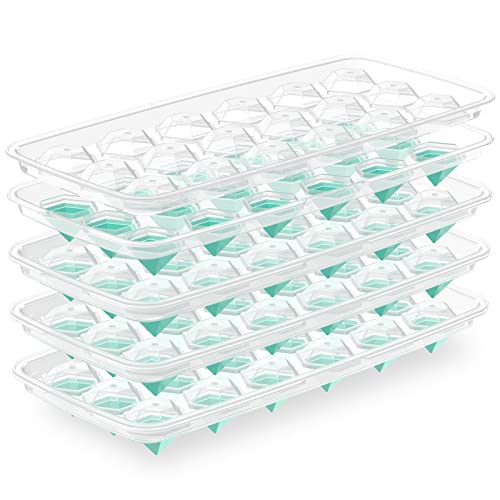LIORQUE Lot de 4 Bac à Glaçons 36 Moules Bac Glacon avec Couvercle Forme de Diamant pour Whisky Cocktails Boissons Sans BPA (Vert) Cover
