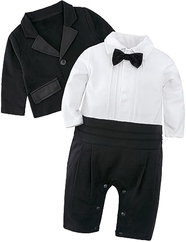 mintgreen Baby Anzug Junge Hochzeit, Kleinkind Gentleman Blazer Strampler Fliege Outfits, Schwarz, 6-9 Monate, 70