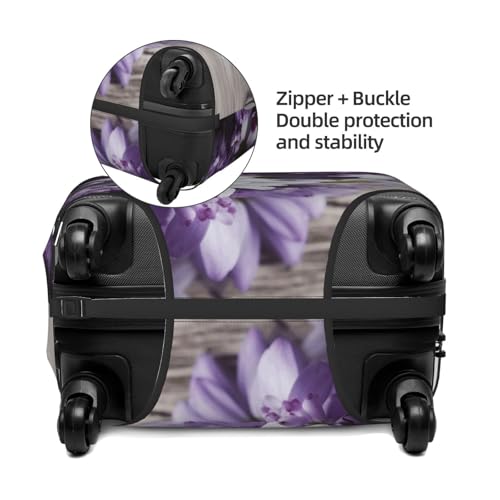 Travel Luggage Cover Purple White Flowers Suitcase Protector Elastic Washable Stretch Suitcase Protector Anti-Scratch Travel Suitcase Cover Fit 18-32 Inch Luggage3