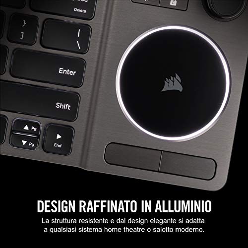 Corsair K83 Entertainment Wireless Tastiera, Retroilluminazione LED Bianca, Alluminio Design, QWERTY Layout, Nero