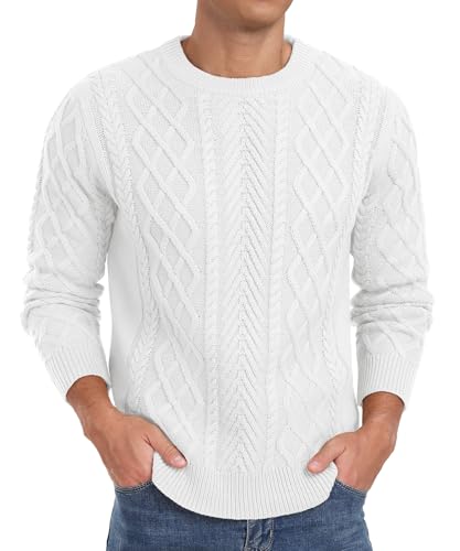 Askdeer Men's Crewneck Pullover Sweater Fisherman Long Sleeve Chunky Knit Sweater Winter Texture Knitted Sweaters3