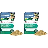 sanotact Bierhefe Flocken • 100g natürliche Bierhefeflocken • Mit Biotin und 6 B-Vitaminen für Haut Haare Nägel • Ideal als veganer Parmesan, zum Kochen, Würzen, etc. (Packung mit 2)