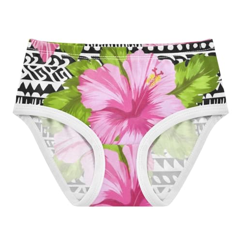 Hibiscus Pink Flowers Black White Girl Panties Cute Toddler Girls Underwear Cotton Stylish Kids Undies Briefs 2t