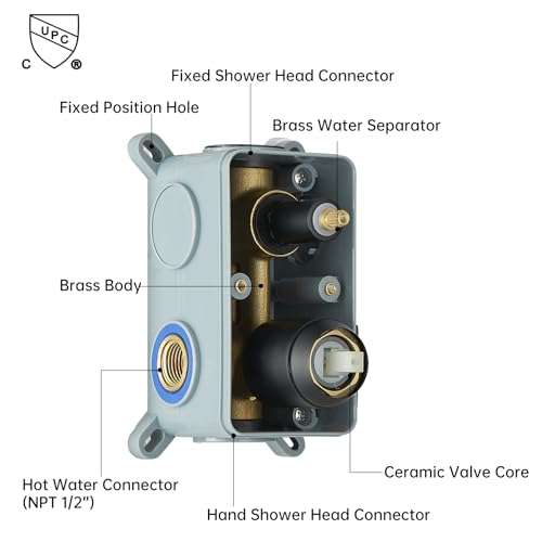 Image of BESy Shower System with 10 Inch Round Rain Shower Head and Handheld Wall Mounted, High Pressure Rainfall Heads Shower Faucet Fixture Combo Set with 2 in 1 Spray Showerhead for Bathroom, Matte Black