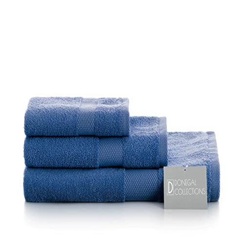 Donegal Collections - 3 Toallas Baño 100% Algodón Egipcio 500gr - Juego de Toallas - Toallas Baño Grandes - Juego de Toallas 3 Piezas Baño - Toallas de Baño (30x50/50x100/70x140, Blanco) Cover