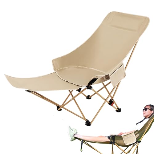 Hogvinnatil Silla de camping portátil - Silla de jardín plegable,Asiento reclinable de altura ajustable Taburete ergonómico para jardín piscina senderismo