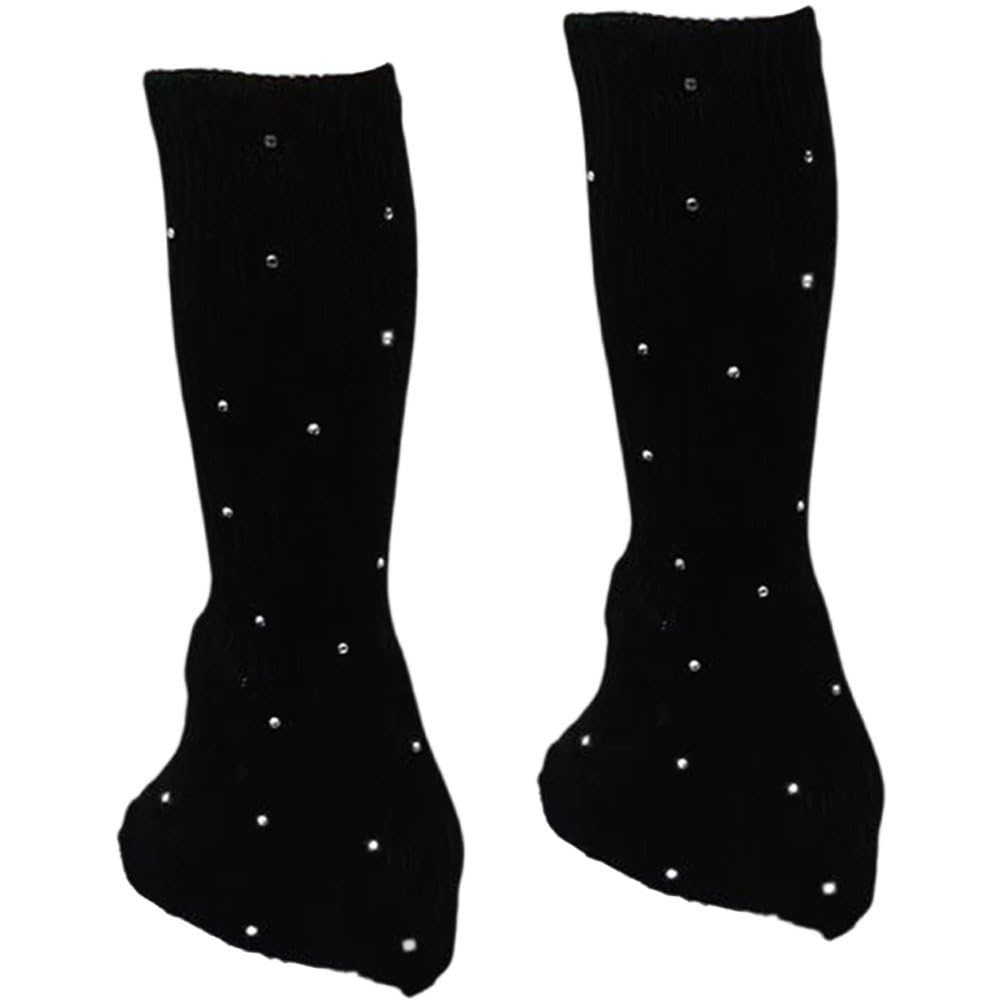 Fituenly Ice Skating Leg Warmers with Rhinestone Supplies Modern Decoration Knitting Leg Warmers Skating Socks for Parties Sports Yoga