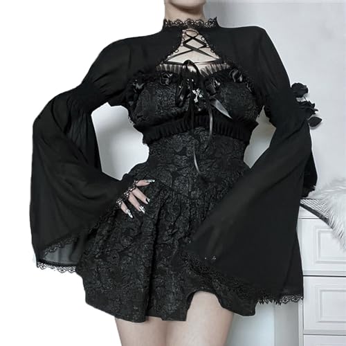 Image of TOMETO STAR Bolero Shrug Tops for Women Goth Flare Sleeve Shrugs