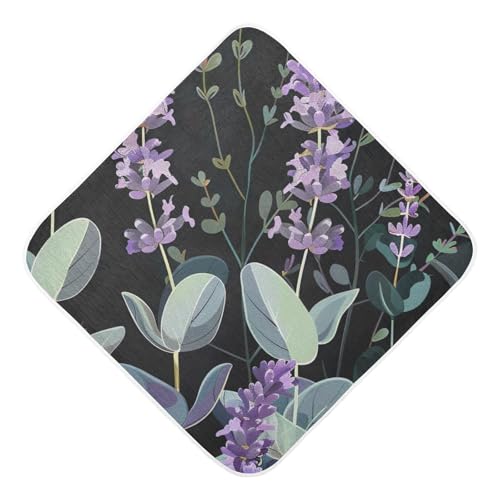 PaChyLuu Beautiful Lavender Baby Hooded Towel Soft Cotton Baby Towels Ultra Absorbent Bath Towel for Babies Boys Girls, 30x30 Inch