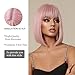 OUFEI Pink Bob Wigs for Women Short Straight Wig with Bangs Synthetic Hair Heat Resistant Wigs for Daily Party Cosplay Wear