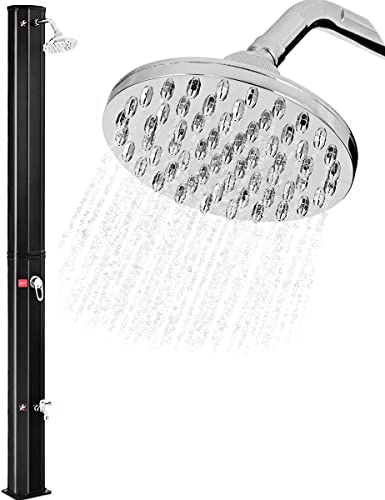 Costway 35L Ducha Solar Con Lluvia Cabeza Y Grifo De Piscina Jardín Al Aire Libre Playa Camping Ducha Exterior Hasta 60 ℃ 220 Cm Altura Negro