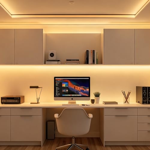 Image of 5mm COB LED Strip Light DC24V Narrow Thin Flexible High Density Uniform 3000K Warm White Cob Strips 400leds /m 16.4FT Dimmable CRI 90+ LED Tape Lights for Car Cabinets, No Controller /Adapter