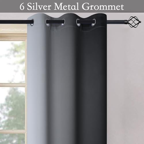 Image of SimpleHome Ombre Black to Grey White Curtains for Living Room 42Wx45L | Room Darkening Curtains for Bedroom,Gradient Light Blocking Curtain,Thermal Insulated Grommet Window Drapes,2 Panels,45 Inch