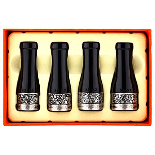 Cigar Holder Mouthpiece Set Portable Gift Box Short Cigar Holder for Men and Women, Zinc Alloy Ancient Silver Polished Flower Cigar Holderï¼ˆBlack+Silverï¼‰