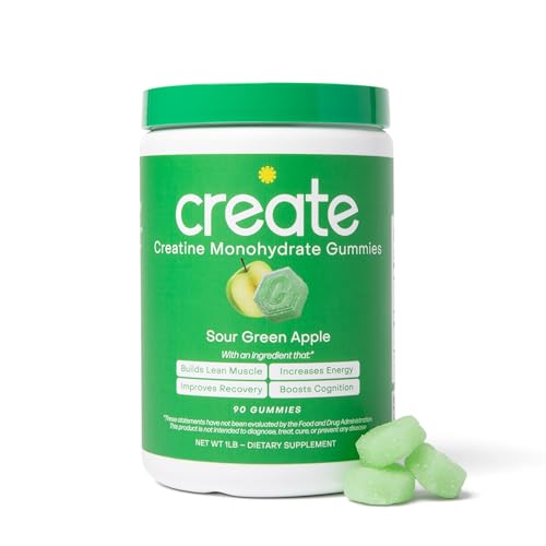 creatine monohydrate gummies for men amp women - boost focus strength and endurance anti-melting formula vegan gluten-free non-gmo 15 gram creatine per gummy sour green apple 90 ct