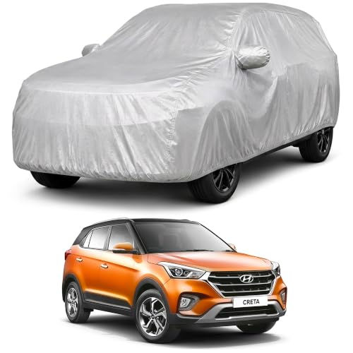 Image of Autofact Car Body Cover Compatible with Creta 2015-2020 | Custom Fit Car Cover | 100% Water-Resistant| Triple-Stitched Lightweight Fabric | Dustproof | Indoor & Outdoor Use | Elastic Bottom