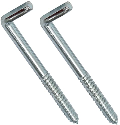 AERZETIX - C44755 - Juego de 2 - Tornillo roscado para madera - gancho en forma de L - escarpia para atornillar - Ø10x120mm - acero galvanizado - metal - bricolaje - renovación