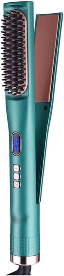 Plancha para el cabello multifuncional con calefacción PTC rápida, ajustable, con revestimiento de turmalina y cerámica, para alisar y rizar, con peine y cepillo