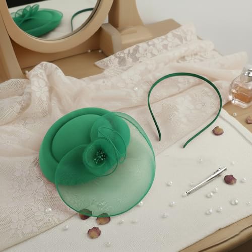 Image of DRESHOW Fascinators Hat Feather Headband Women's Fascinators Tea Party Headwear with Clip Flower Head Band for Girls & Women