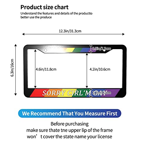 Sorry Girl Im Gay License Plate Frame Funny Rainbow
