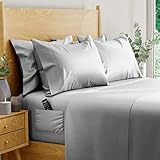 100% Eucalyptus & Tencel Queen Sheet Set, Cool for Hot Sleepers, Deep Pocket with 2 Side Pockets - 6 pcs, Light Gray
