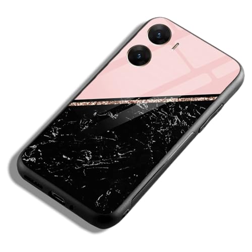 Image of COLORflow Back Cover Compatible with Vivo V29E 5G | Black Marble Pink | Shockproof TPU Bumper Cover with Camera Protection Back Cover
