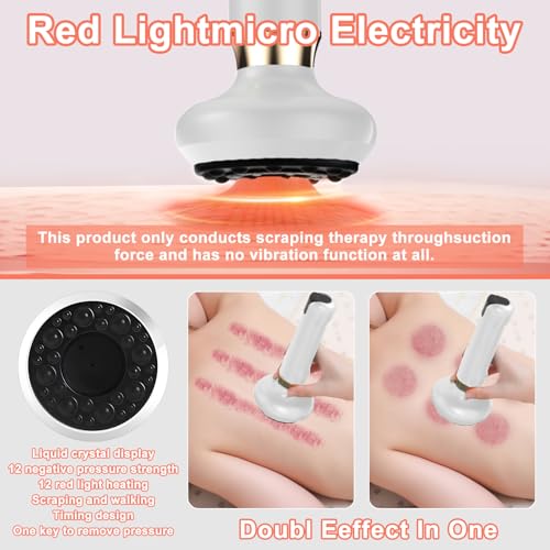 Aischens Elektrisches Schröpfmassagegerät,Cellulite Massagegerät für Beine,Bauch und Arme,Cellulite-Gerät,Lymphdrainage Gerät mit 12 Gängen & 4 Modi,Heizung drahtlose Schaben Instrument (Weiß)